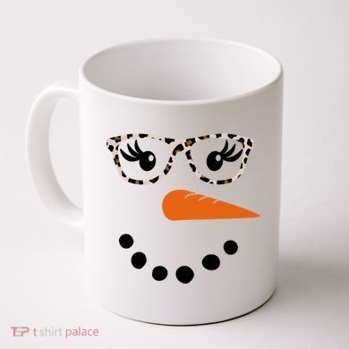 Cute Snowman Leopard Face Lady Coffee Mug