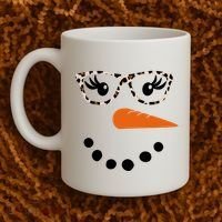 Cute Snowman Leopard Face Lady Coffee Mug thumb 2