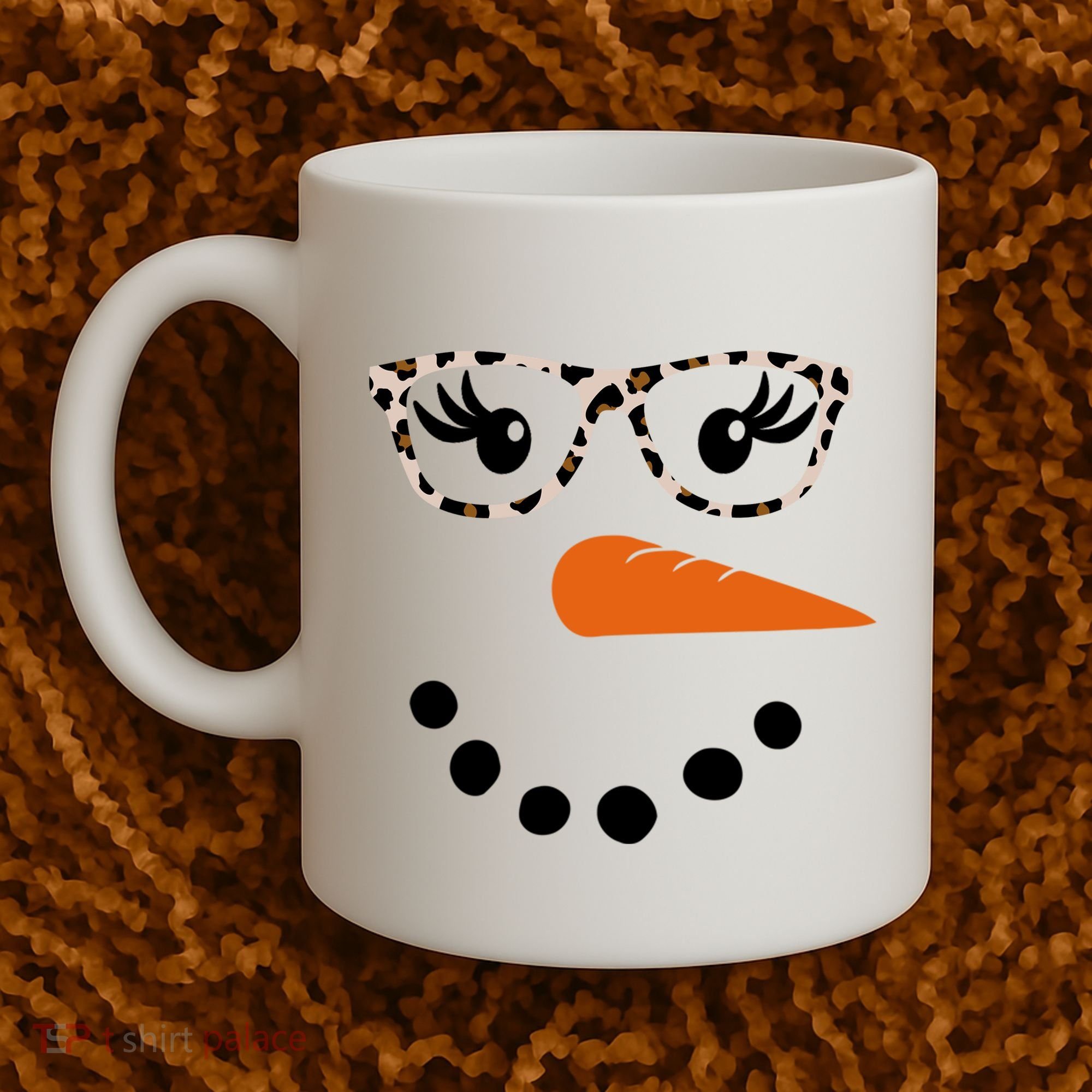 Cute Snowman Leopard Face Lady Coffee Mug