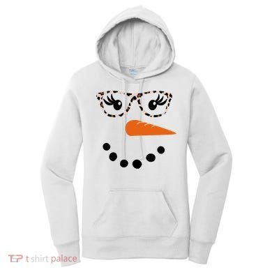 Cute Snowman Leopard Face Lady Women's Hoodie