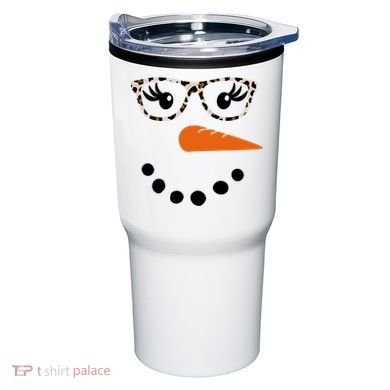 Cute Snowman Leopard Face Lady Tumbler