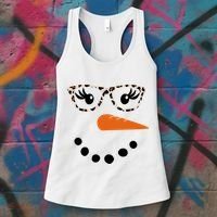 Cute Snowman Leopard Face Lady Women's Tank Top thumb 3