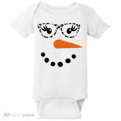 Cute Snowman Leopard Face Lady Baby Bodysuit