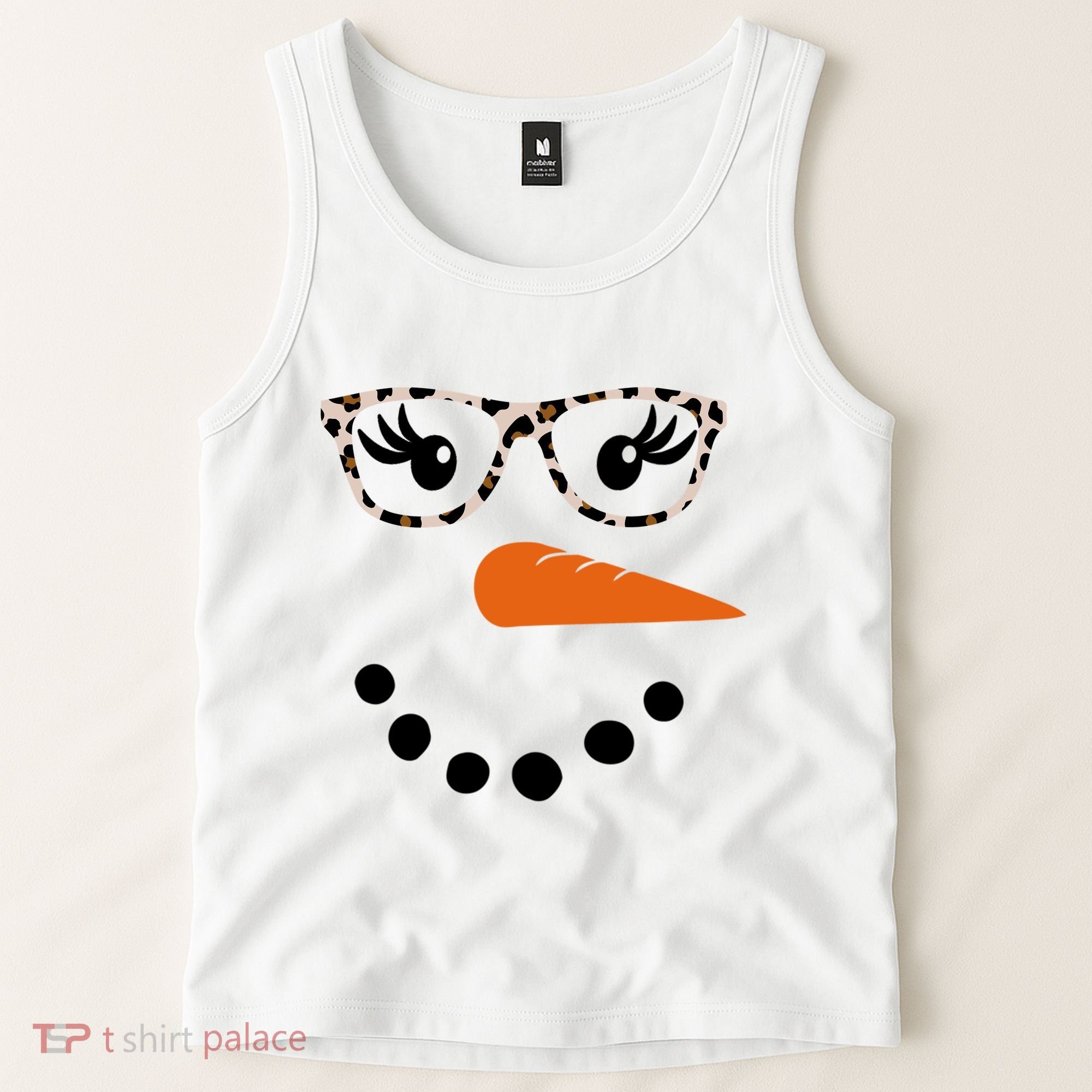 Cute Snowman Leopard Face Lady Tank Top