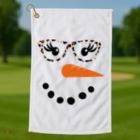 Cute Snowman Leopard Face Lady Golf Towel thumb 1