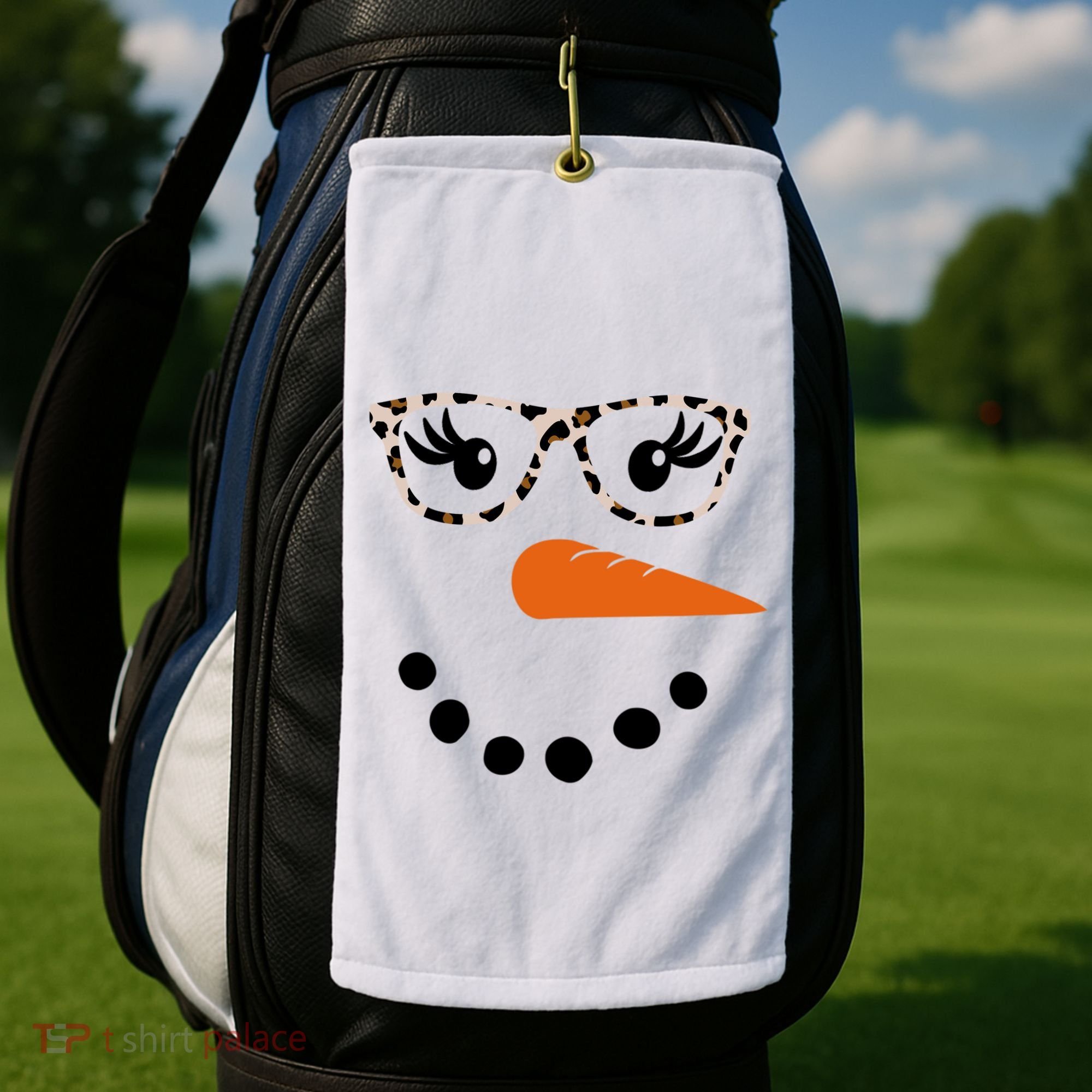 Cute Snowman Leopard Face Lady Golf Towel