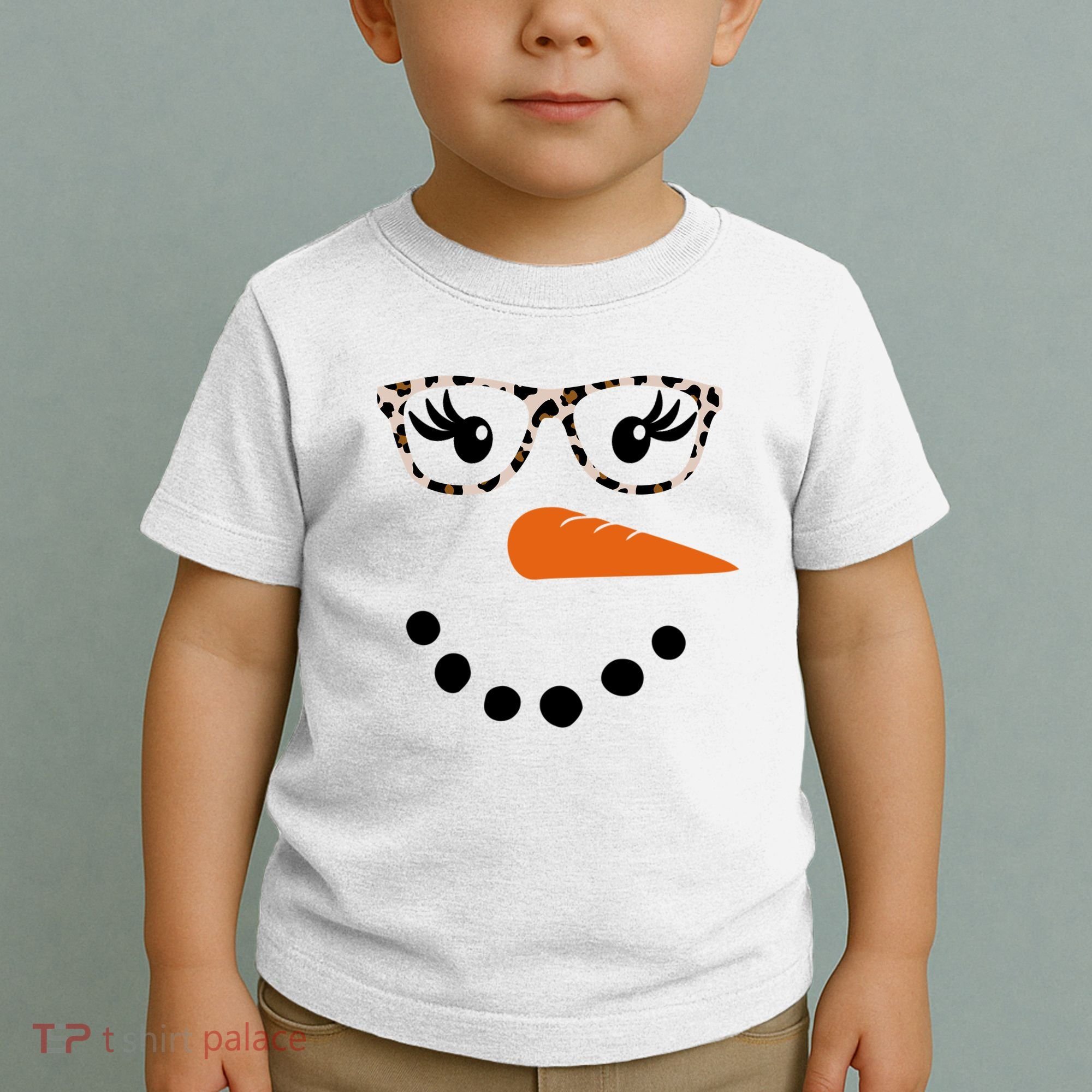 Cute Snowman Leopard Face Lady Toddler T-Shirt