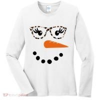 Cute Snowman Leopard Face Lady Women's Long Sleeve Shirt thumb 0