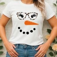 Cute Snowman Leopard Face Lady Women's T-Shirt thumb 2