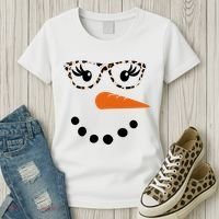 Cute Snowman Leopard Face Lady Women's T-Shirt thumb 3