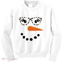 Cute Snowman Leopard Face Lady Kids Sweatshirt thumb 0