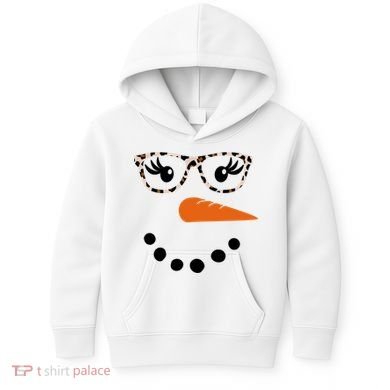 Cute Snowman Leopard Face Lady Kids Hoodie