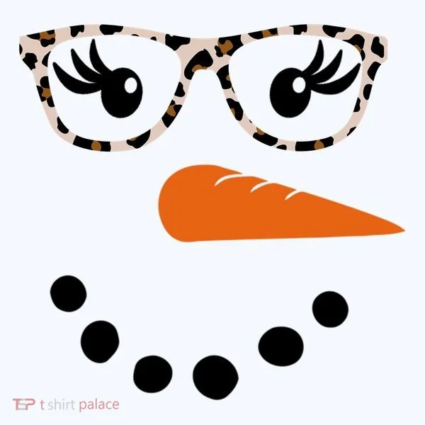 Cute Snowman Leopard Face Lady Kids Long Sleeve Shirt