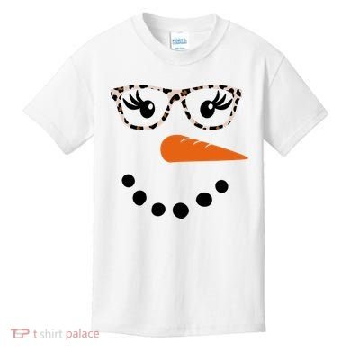 Cute Snowman Leopard Face Lady Kids T-Shirt