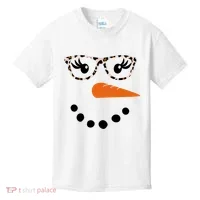 Cute Snowman Leopard Face Lady Kids T-Shirt thumb 0