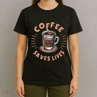 Coffee Save Lives Quote Funny Caffeine Addict Coffee Lover T-Shirt thumb 4