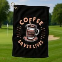 Coffee Save Lives Quote Funny Caffeine Addict Coffee Lover Golf Towel thumb 1
