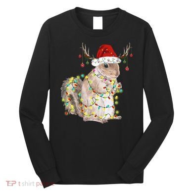 Christmas Squirrel Lights Long Sleeve Shirt