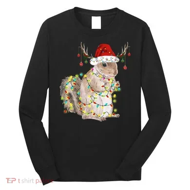 Christmas Squirrel Lights Long Sleeve Shirt