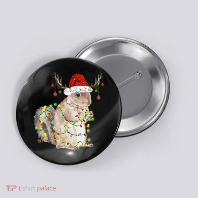 Christmas Squirrel Lights Button