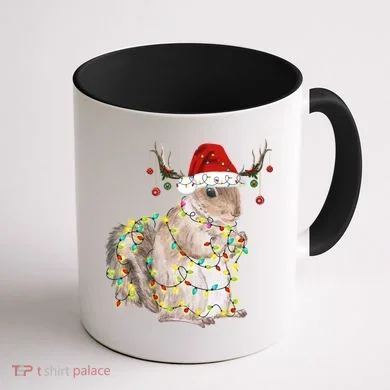 Christmas Squirrel Lights Coffee Mug back