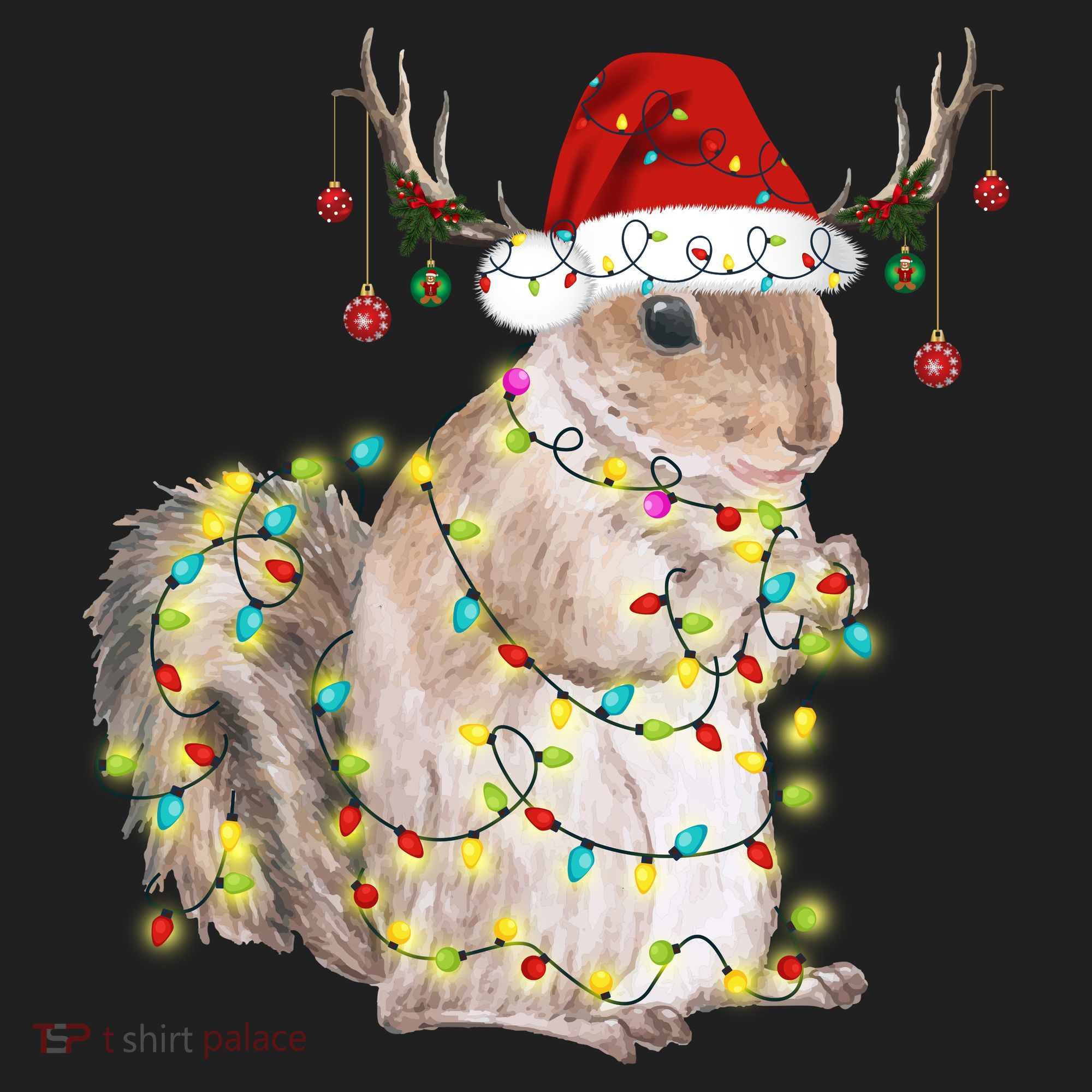Christmas Squirrel Lights Beanie