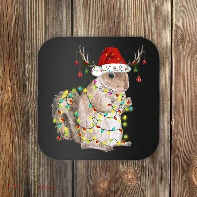 Christmas Squirrel Lights Coaster