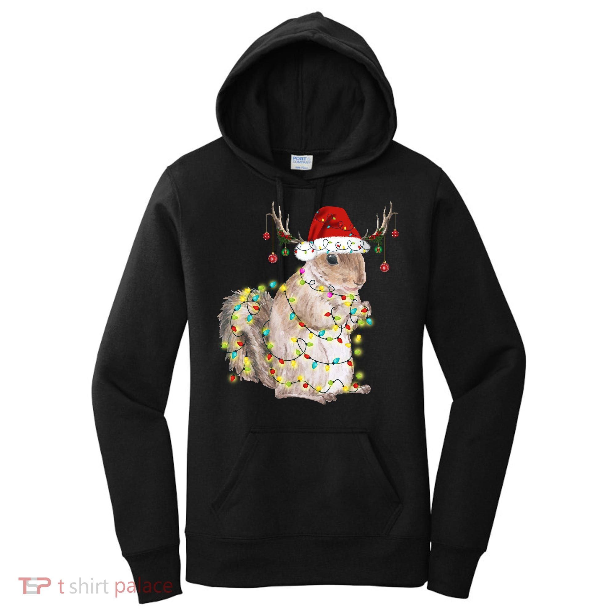 Christmas Squirrel Lights Women's Hoodie