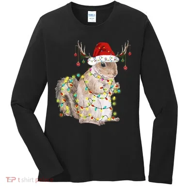 Christmas Squirrel Lights Women's Long Sleeve Shirt