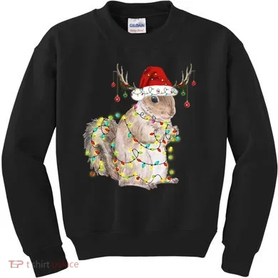 Christmas Squirrel Lights Kids Sweatshirt