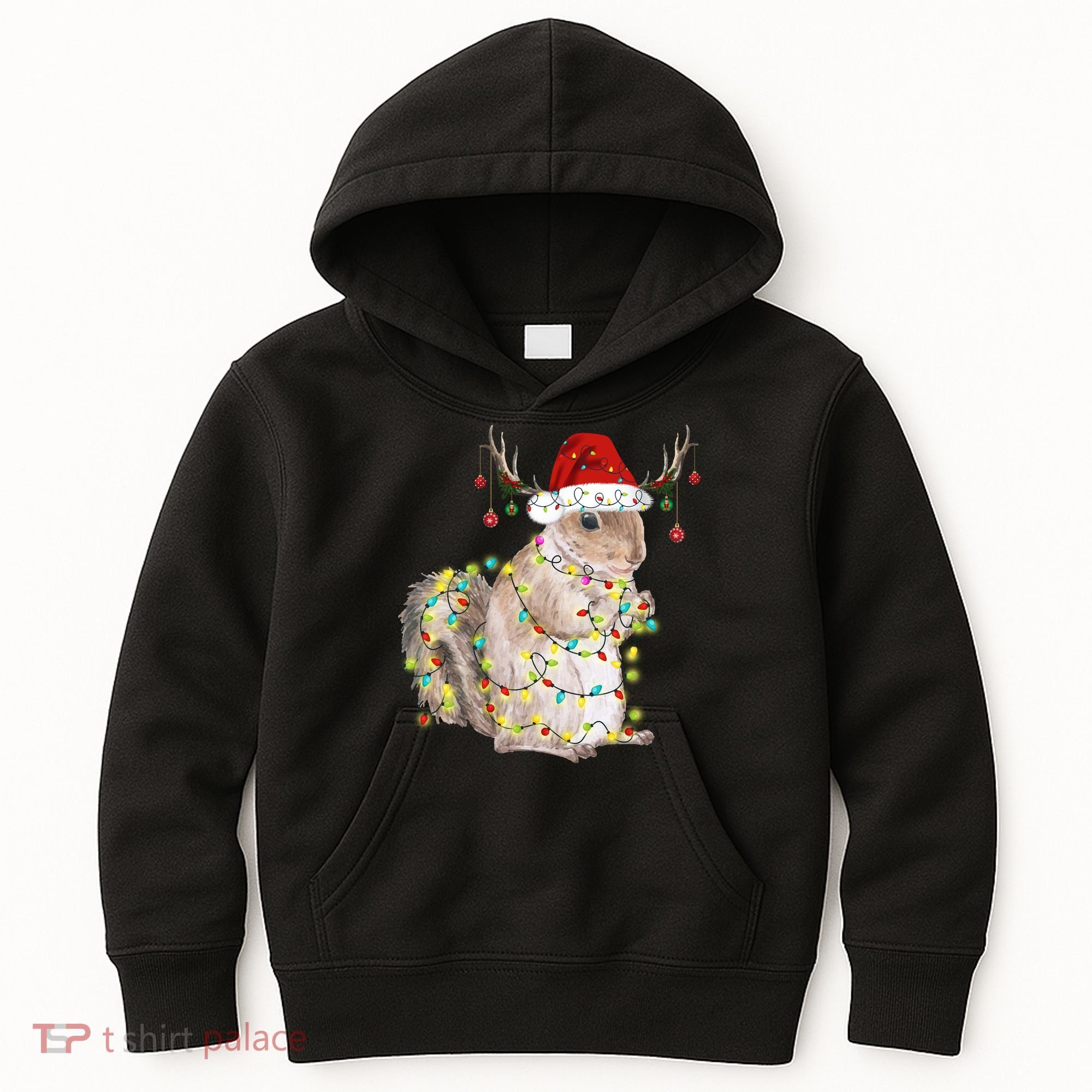 Christmas Squirrel Lights Kids Hoodie