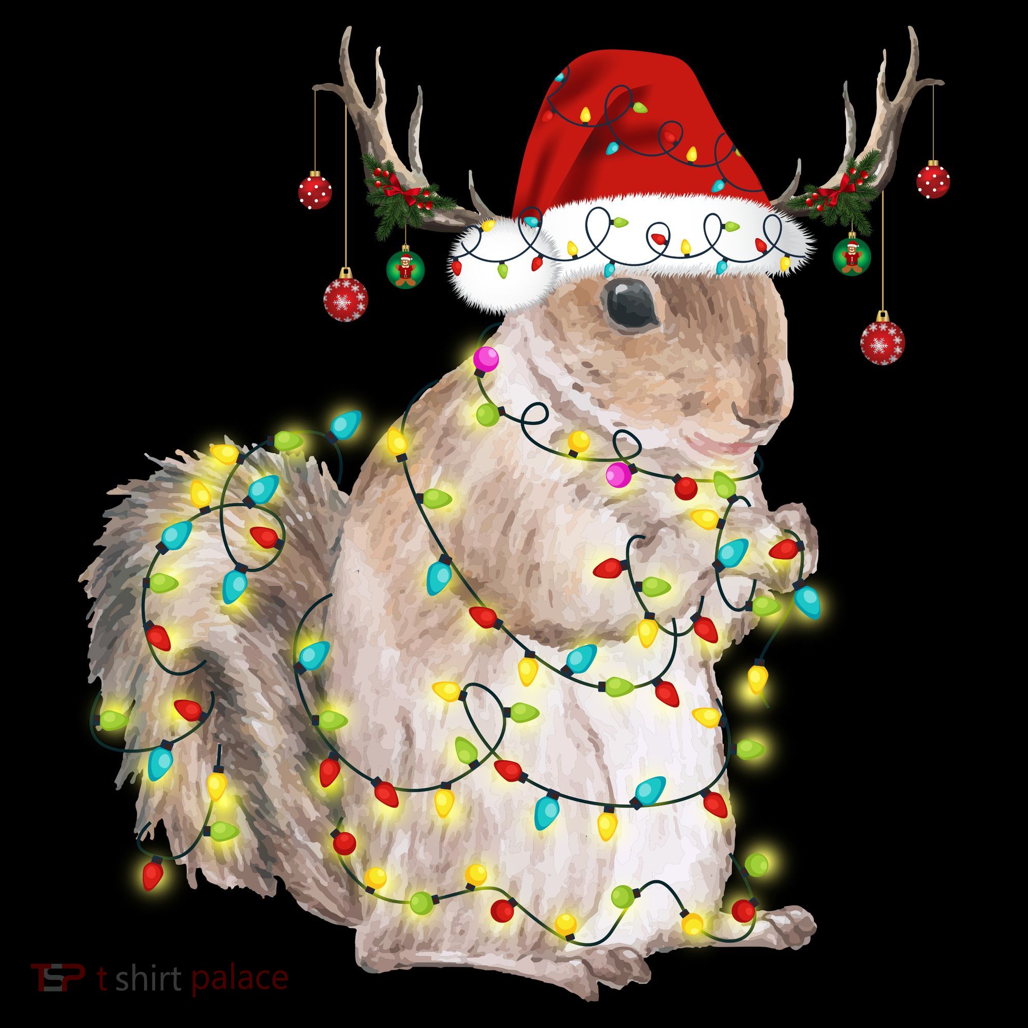 Christmas Squirrel Lights Kids Long Sleeve Shirt