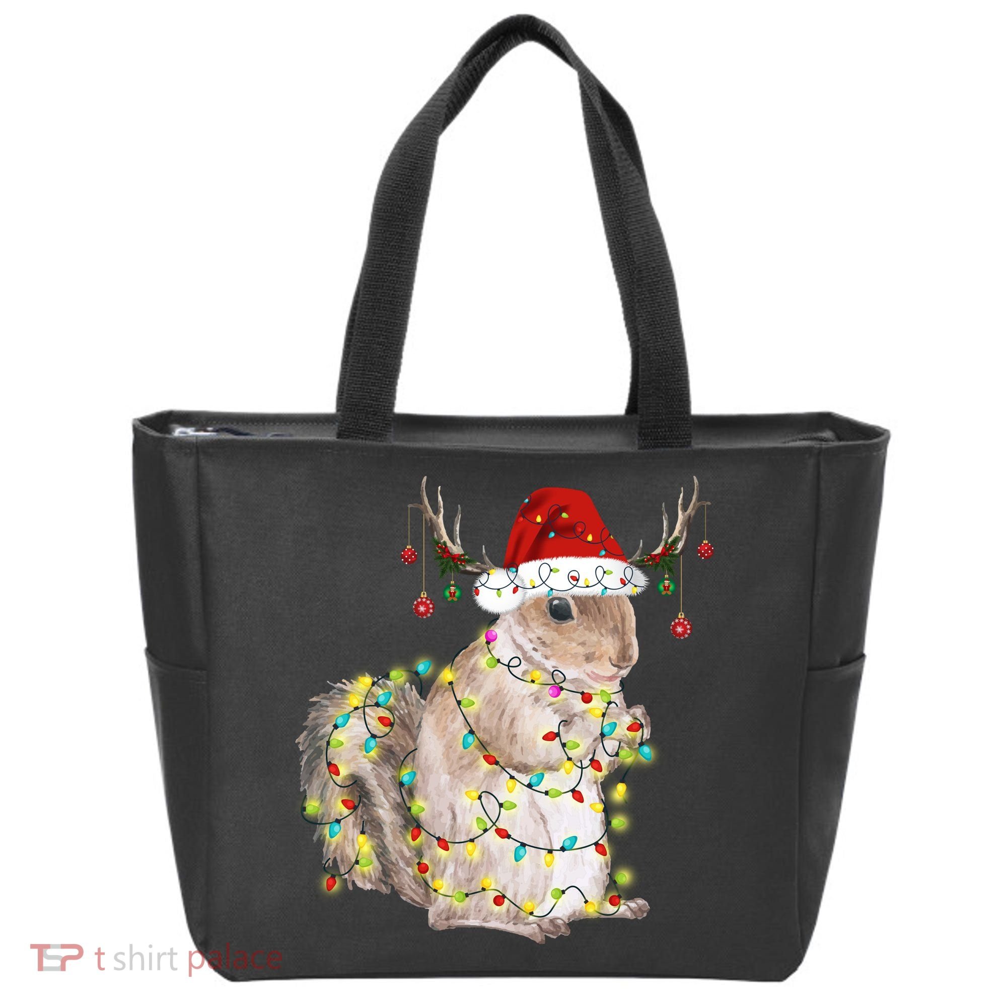 Christmas Squirrel Lights Tote Bag