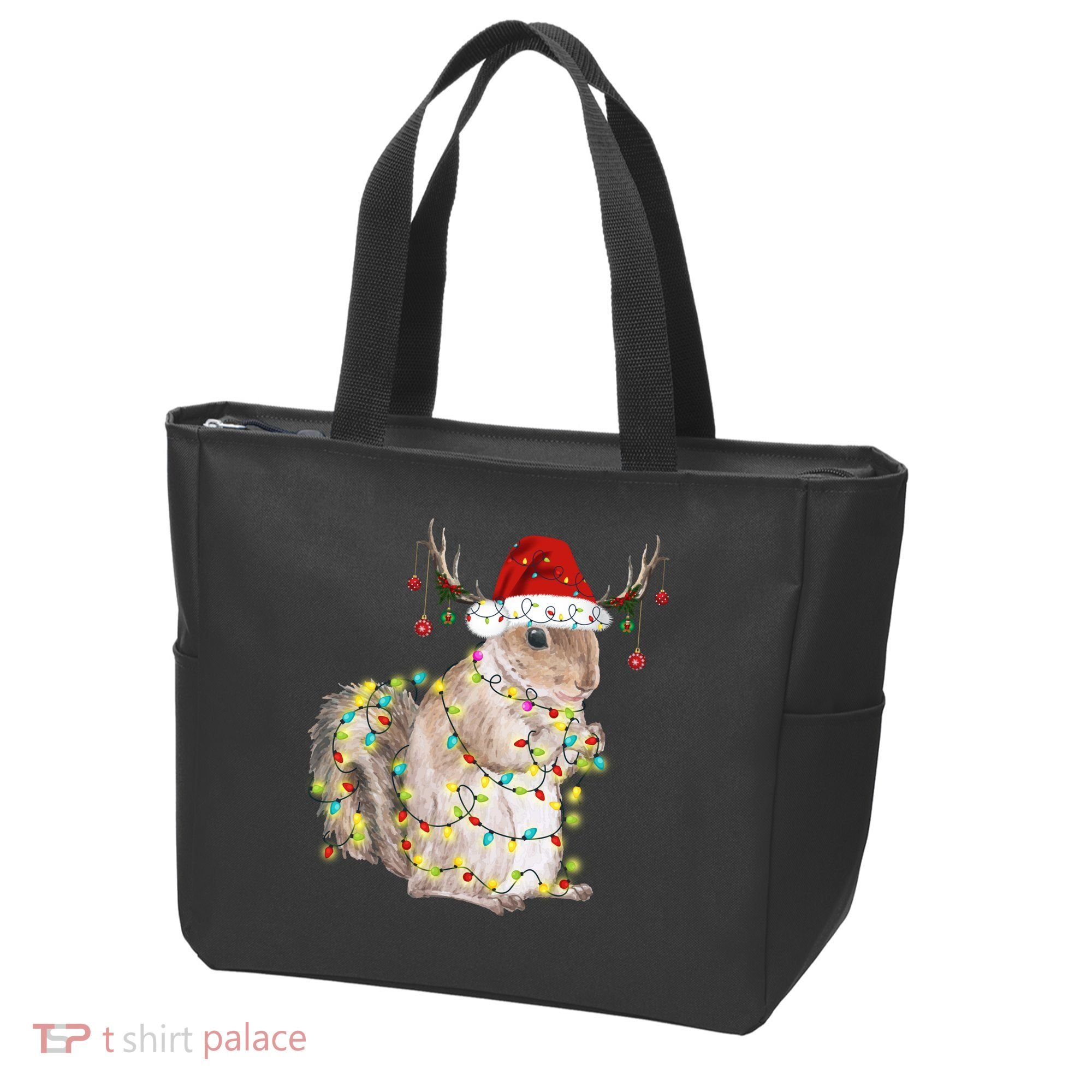 Christmas Squirrel Lights Tote Bag