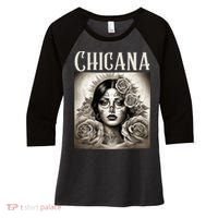 Chicana Style Lowrider Clothes Mexican American Latina Women's Tri-Blend 3/4-Sleeve Raglan Shirt thumb 0