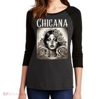 Chicana Style Lowrider Clothes Mexican American Latina Women's Tri-Blend 3/4-Sleeve Raglan Shirt thumb 2