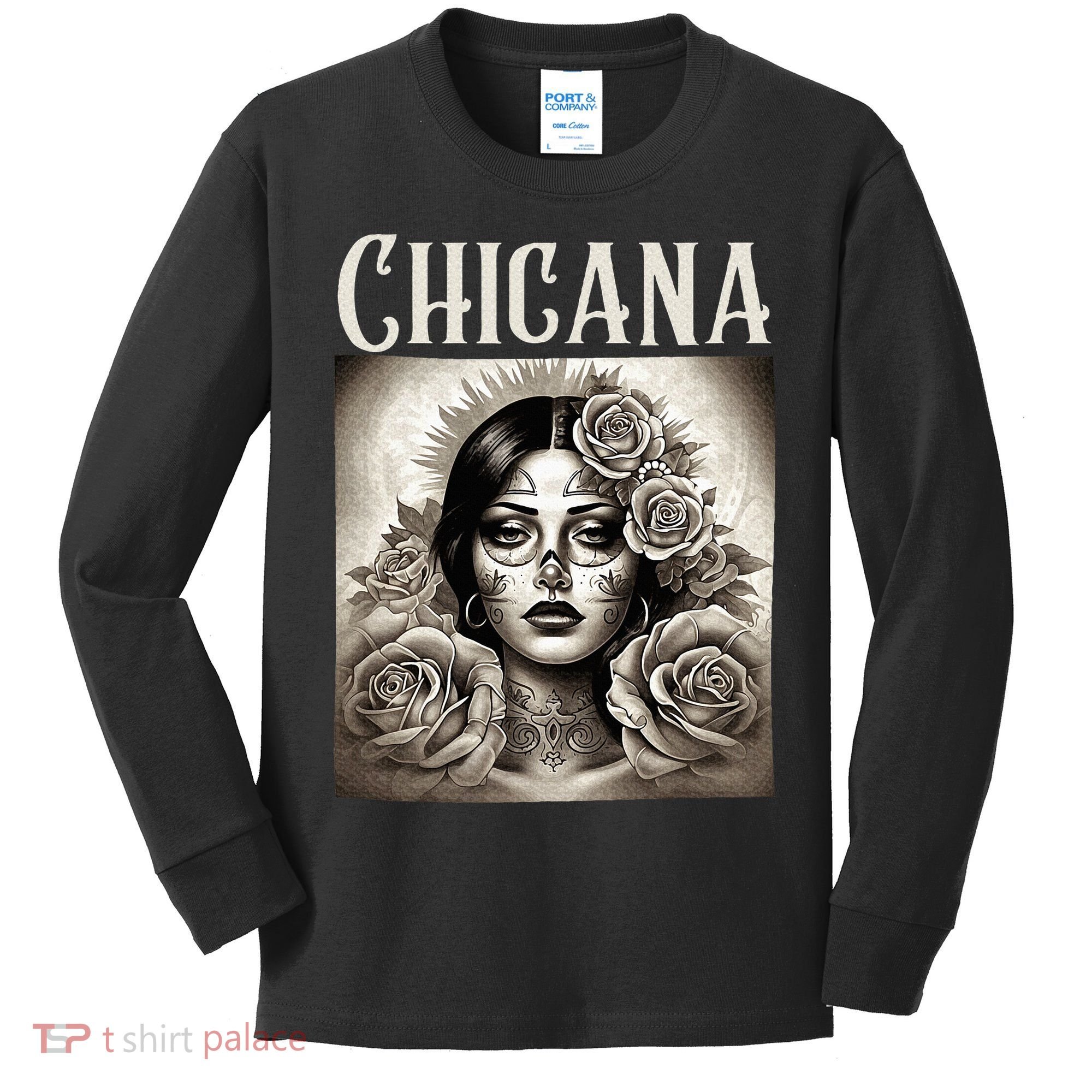 Chicana Style Lowrider Clothes Mexican American Latina Kids Long Sleeve Shirt