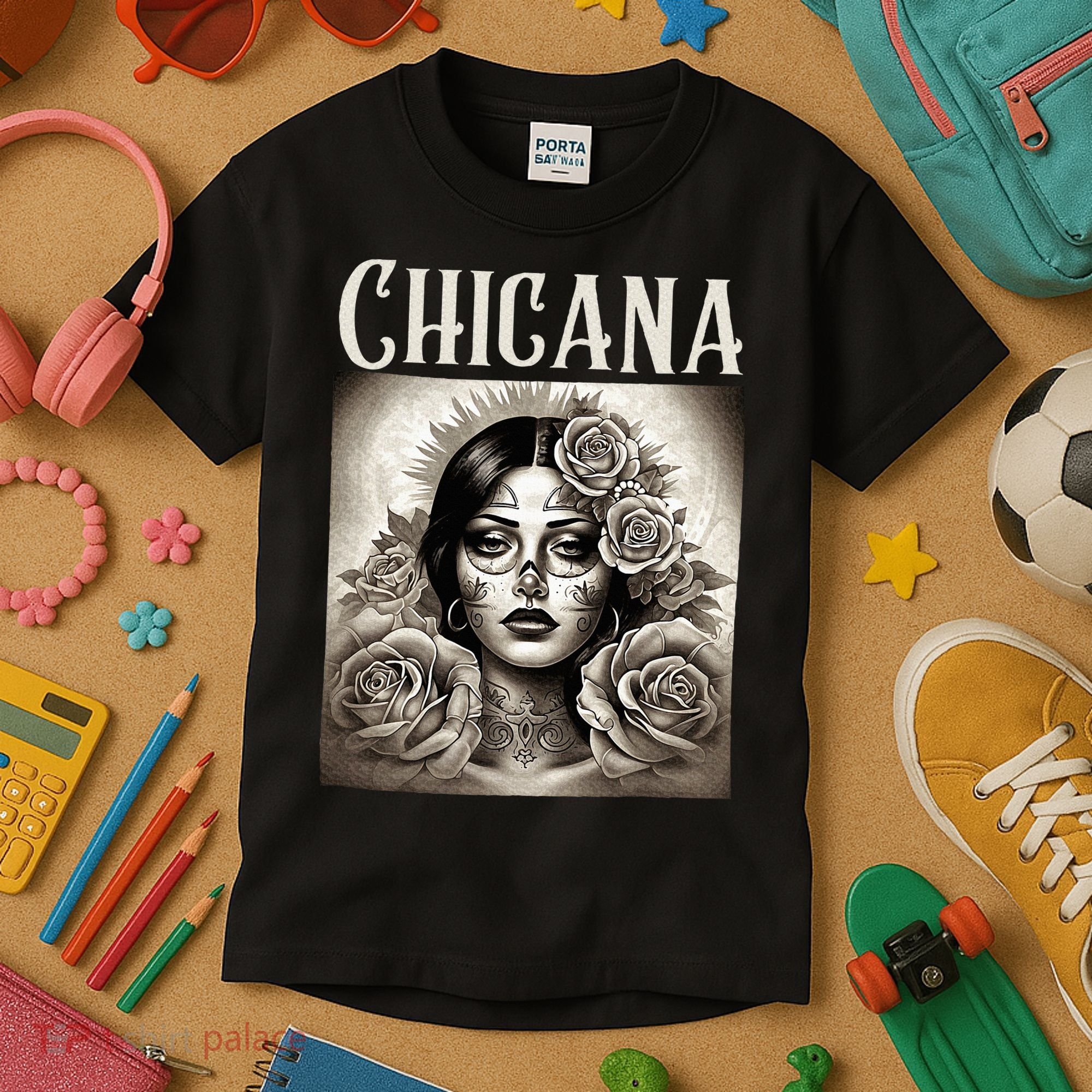 Chicana Style Lowrider Clothes Mexican American Latina Kids T-Shirt