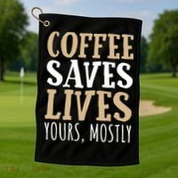 Coffee Saves Lives Funny Coffee Lover Cool Gift Golf Towel thumb 1