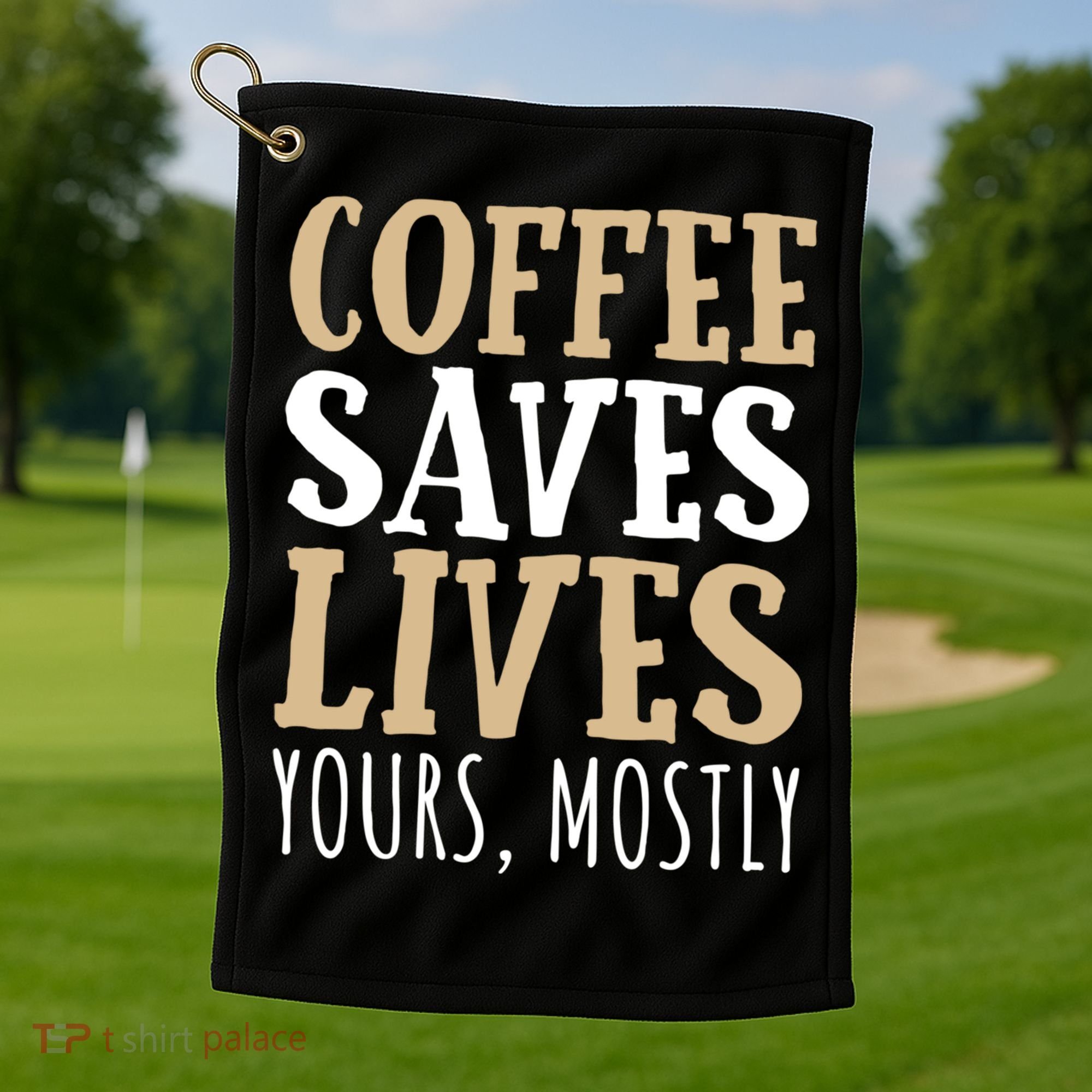 Coffee Saves Lives Funny Coffee Lover Cool Gift Golf Towel
