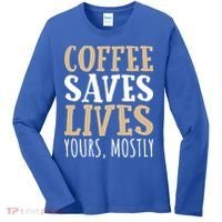 Coffee Saves Lives Funny Coffee Lover Cool Gift Women's Long Sleeve Shirt thumb 0