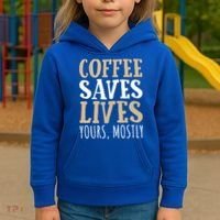 Coffee Saves Lives Funny Coffee Lover Cool Gift Kids Hoodie thumb 3