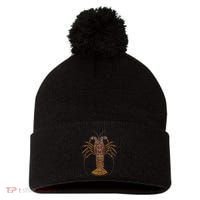 Caribbean Spiny Lobster Bahamas Shellfish Seafood Pom Pom 12in Knit Beanie thumb 0