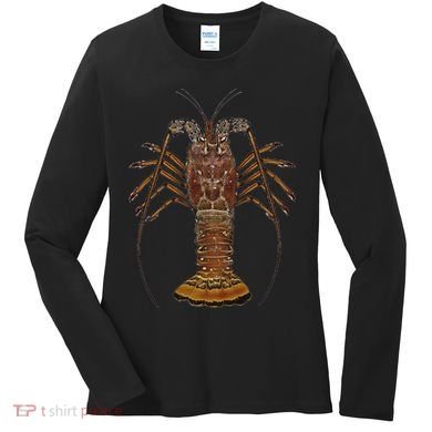 Caribbean Spiny Lobster Bahamas Shellfish Seafood Women's Long Sleeve Shirt