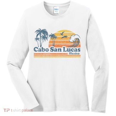 Cabo San Lucas Mexico Beach Summer Vacation Vintage Retro Women's Long Sleeve Shirt