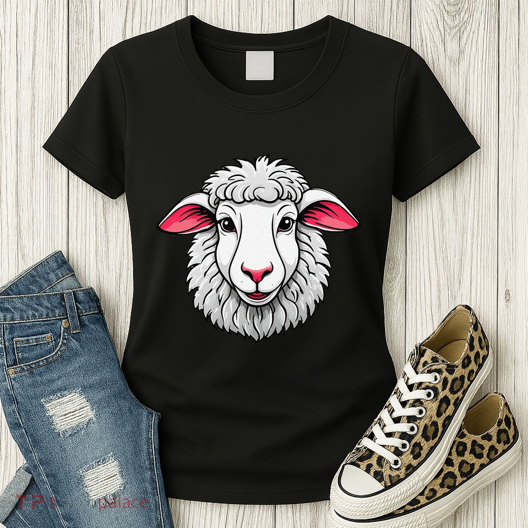 Cute Shee.P Lamb Farm Animals Cuddly Pets Women's T-Shirt