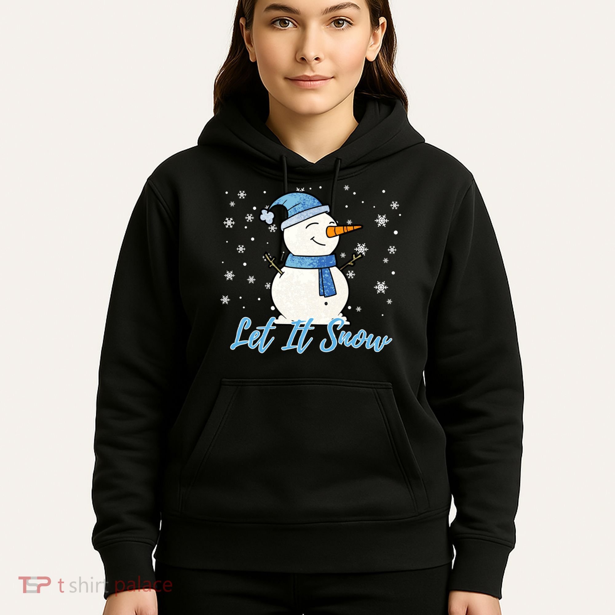 Cute Snowman Let It Snow Christmas Holiday Hoodie