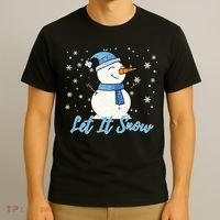 Cute Snowman Let It Snow Christmas Holiday T-Shirt thumb 3