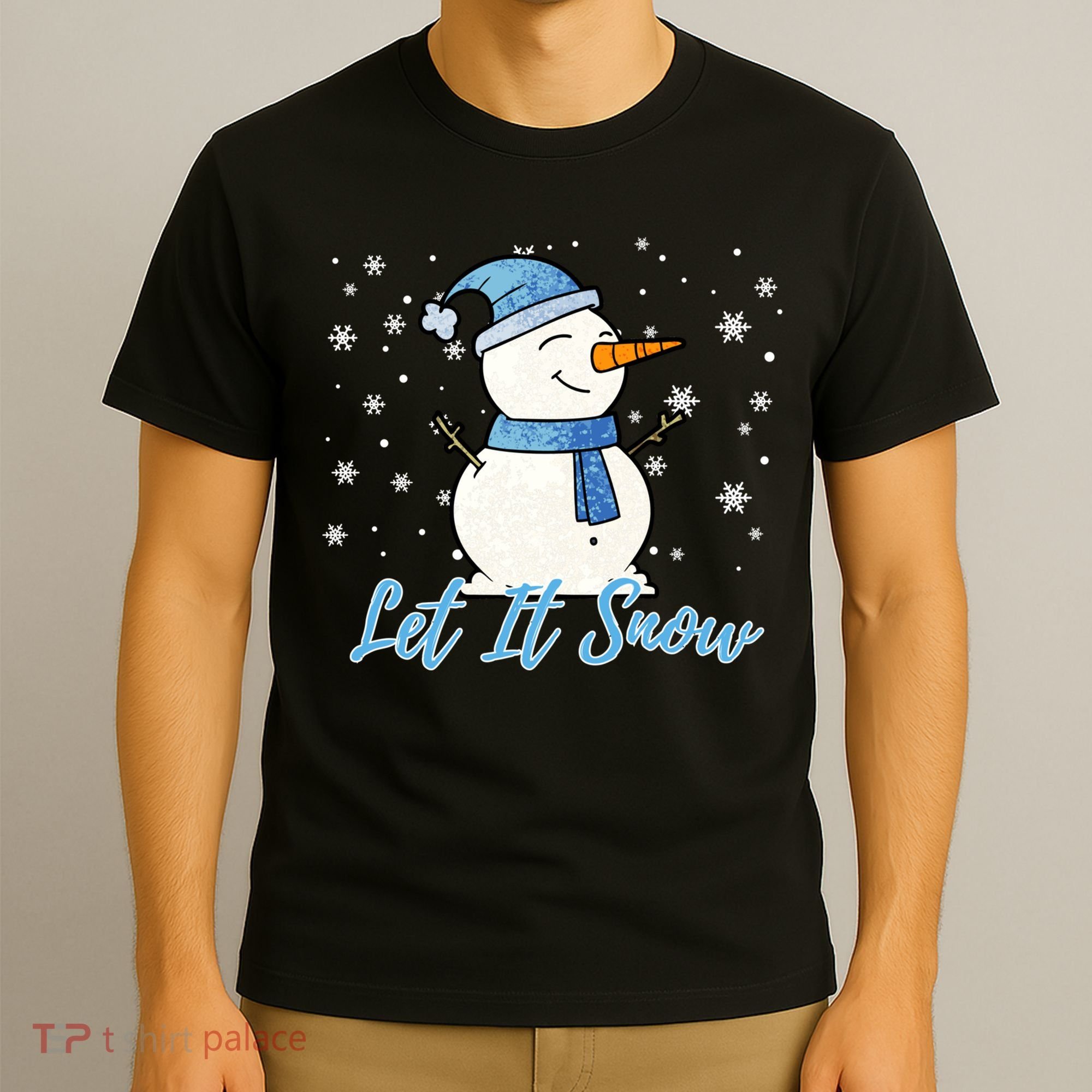 Cute Snowman Let It Snow Christmas Holiday T-Shirt