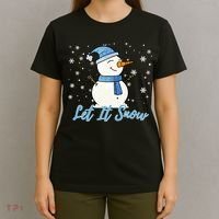 Cute Snowman Let It Snow Christmas Holiday T-Shirt thumb 4